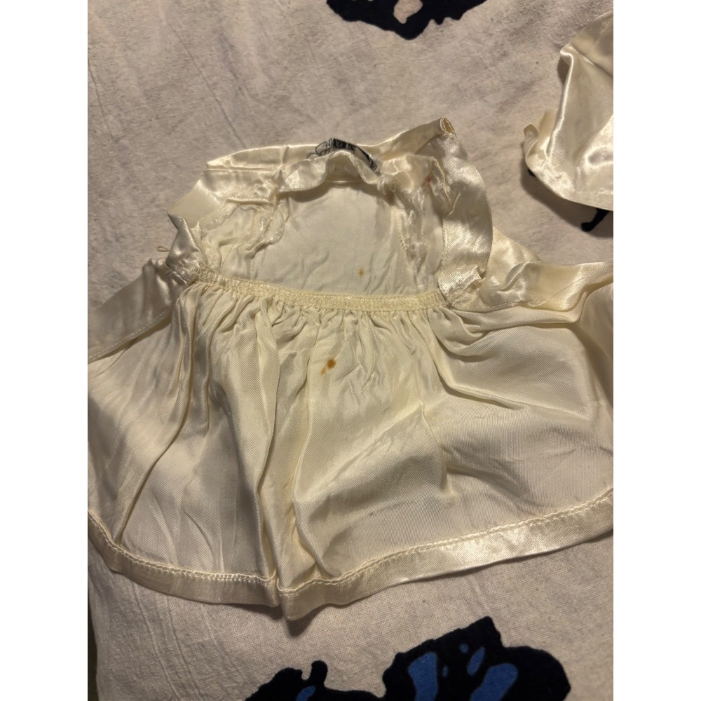 Vintage Barbie by Mattel Doll Clothes Cream Satin Ruffled Dress